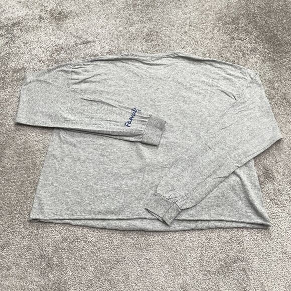 Disney Stitch Cropped Top Womens XL Gray Long Sleeve Crew Neck Cotton Casual Tee - Picture 2 of 12